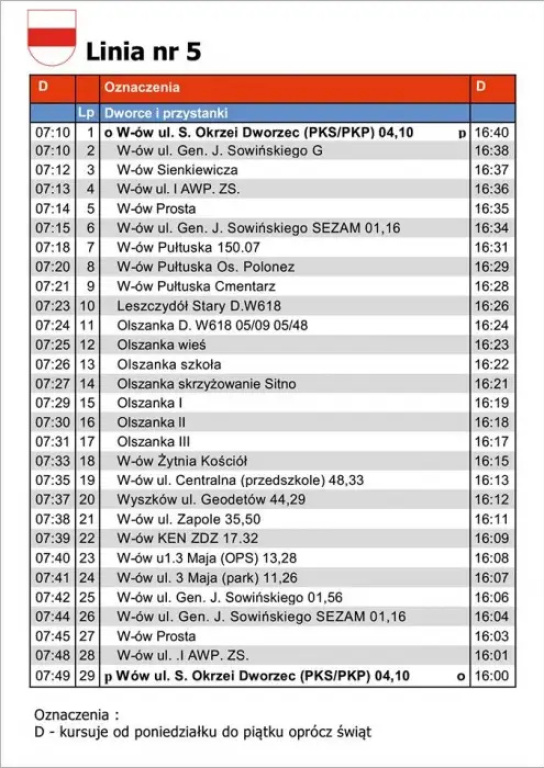 Rozkład jazdy komunikacji miejskiej