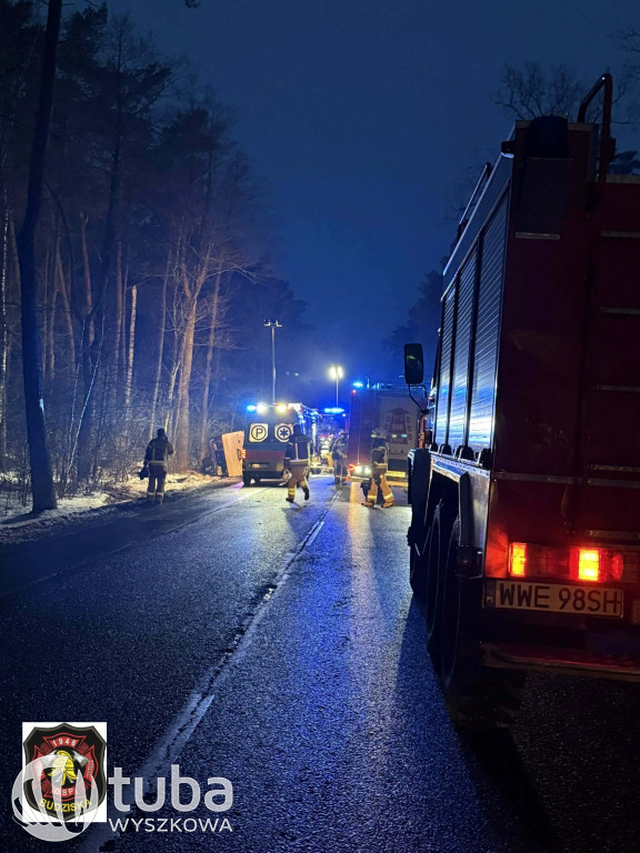 Wypadek autobusu na DK62 w Pustych Łąkach