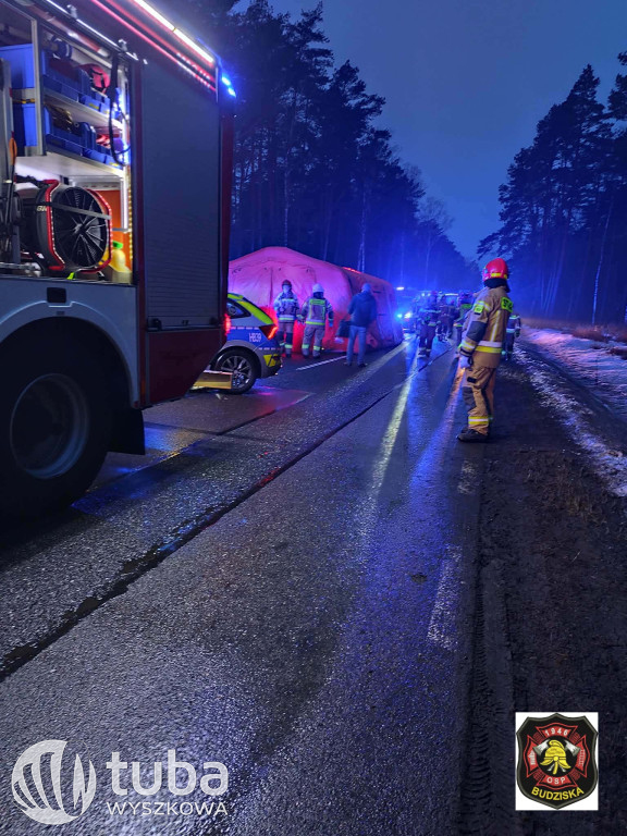 Wypadek autobusu na DK62 w Pustych Łąkach