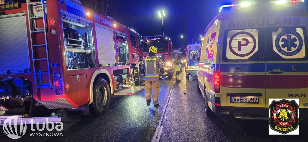 Wypadek autobusu na DK62 w Pustych Łąkach