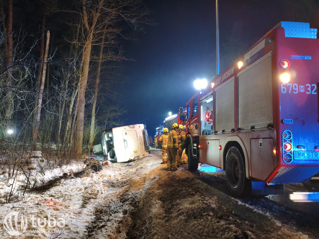 Wypadek autobusu na DK62 w Pustych Łąkach