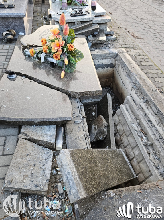 Uszkodzenie nagrobków na wyszkowskim cmentarzu