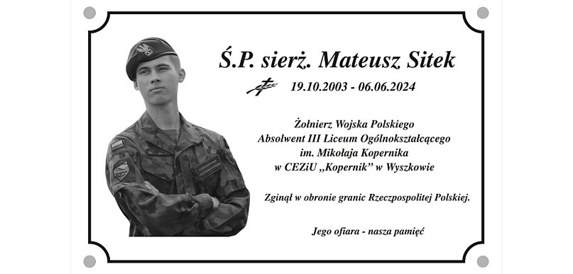 Wyszków upamiętni Mateusza Sitka. Uroczystość z udziałem władz państwowych
