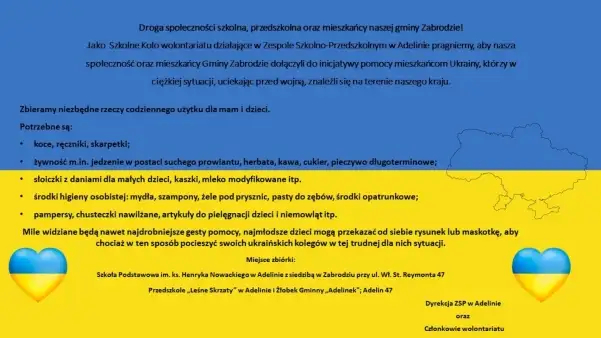 Przedszkolaki z Adelina włączają się w pomoc